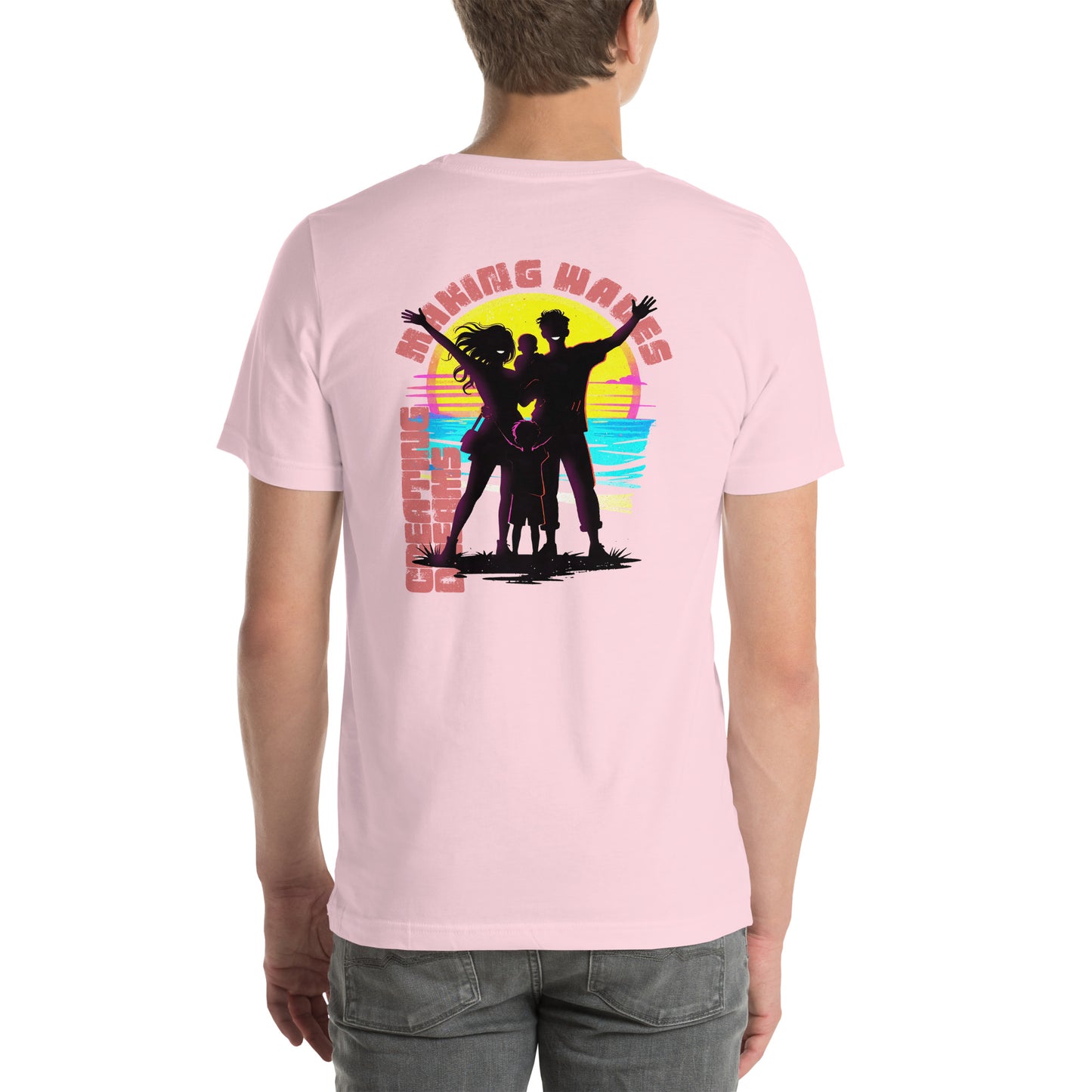 Making Waves Creating Dreams Family Vacation Graphic T-Shirt Soft Pink