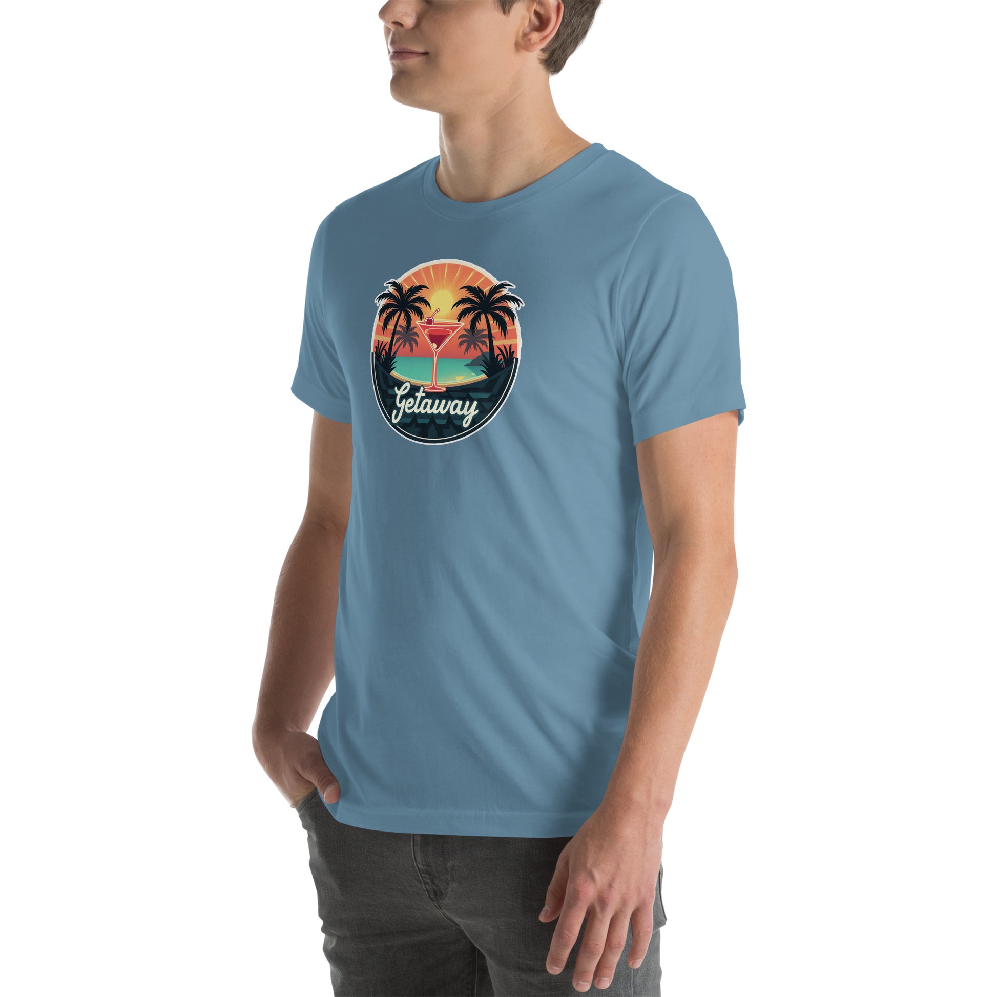Sunset Sipping Retro Graphic T-Shirt