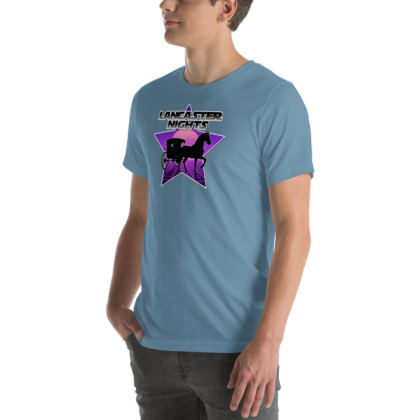 Retro Distressed Neon Lancaster Nights Graphic T-Shirt