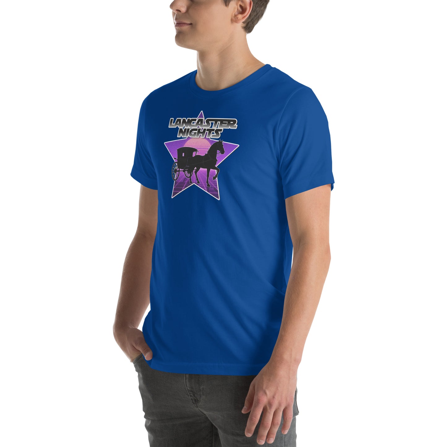 Retro Distressed Neon Lancaster Nights Graphic T-Shirt
