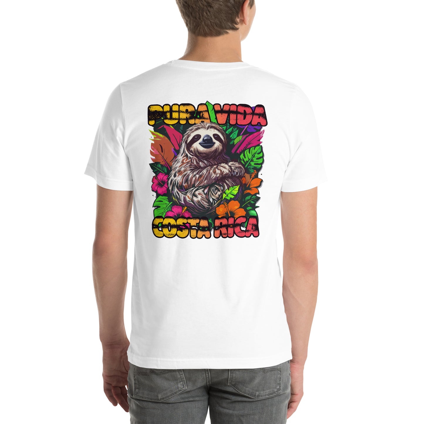 Pura Vida Costa Rica Sloth Graphic T-Shirt White