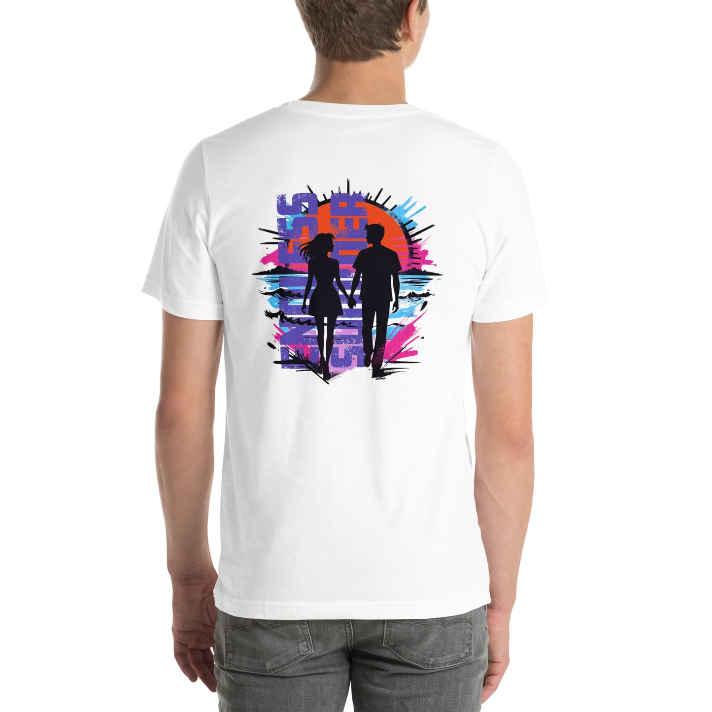 Endless Summer Couple Silhouette Graphic T-Shirt White