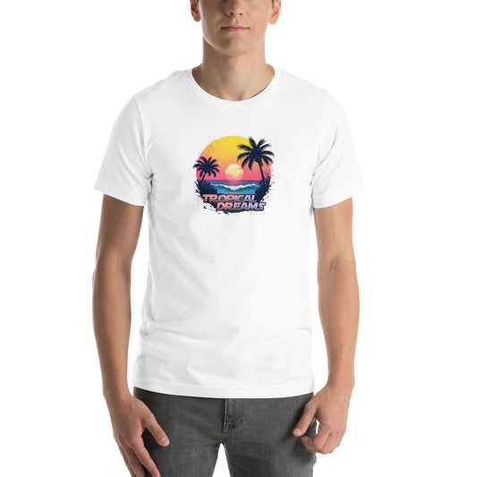 Tropical Dreams Retro Graphic T-Shirt White