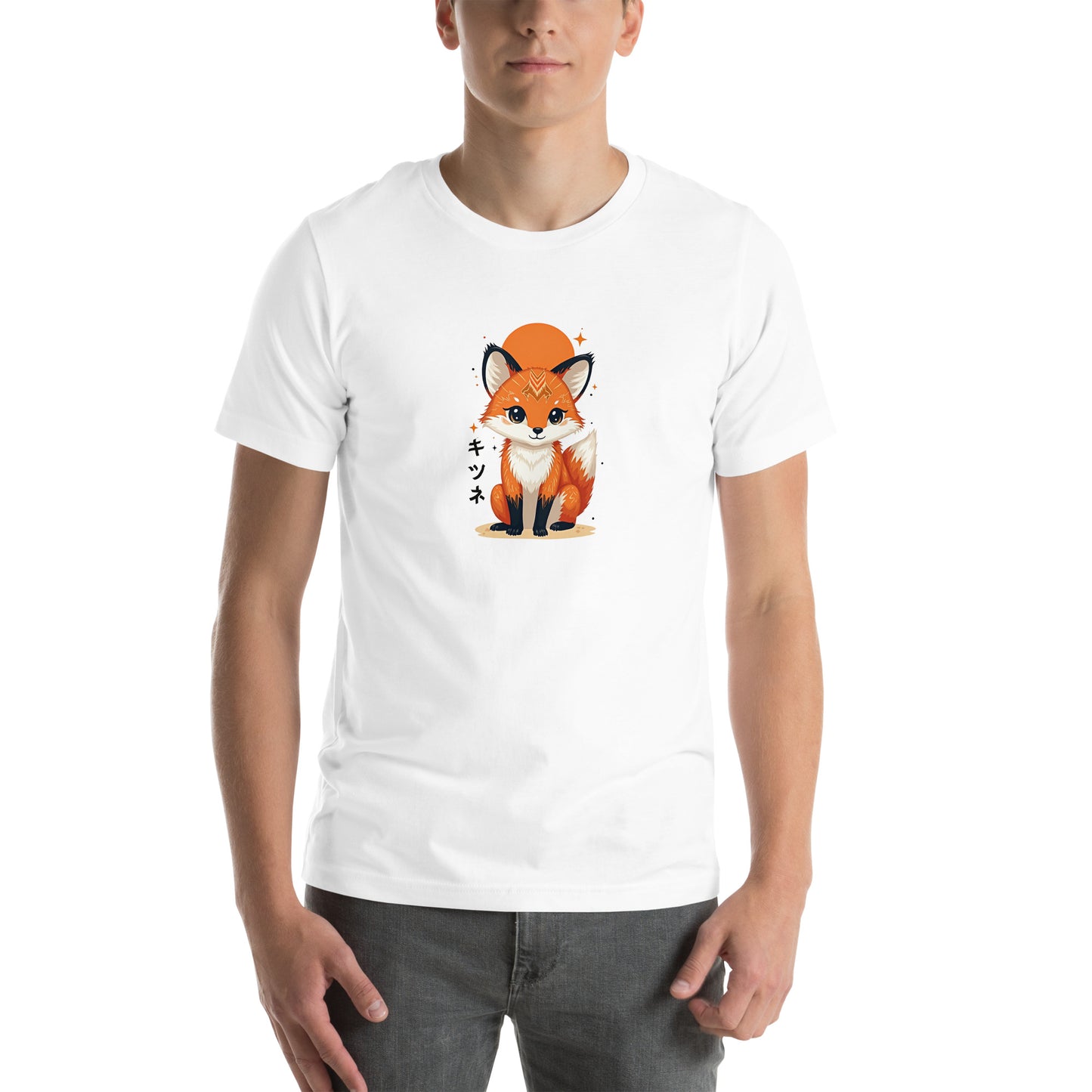 Kitsune Fox Otaku Graphic T-Shirt White Adults