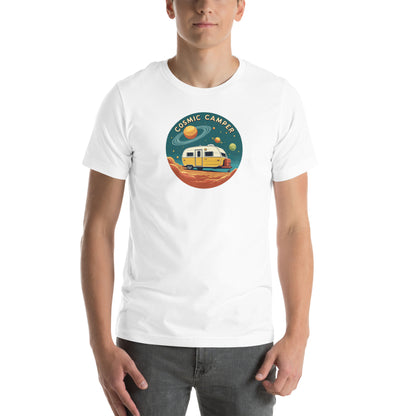 Cosmic Camper Retro Graphic T-Shirt White Adults