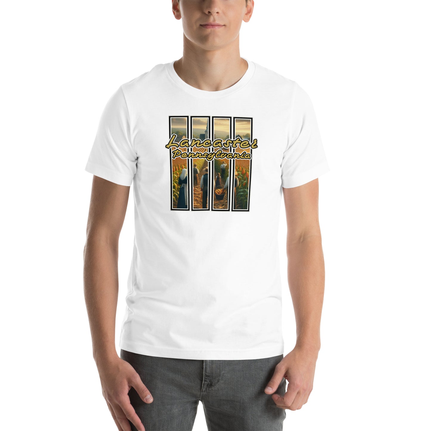 Amish Cornfield Sunset Graphic T-Shirt White