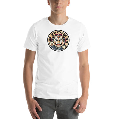 Solitude Retro Distressed Japanese Oni Graphic T-Shirt White