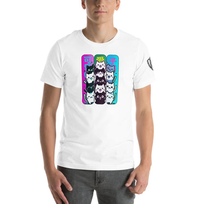 Kawaii Cat Stack Retro Japanese Graphic T-Shirt White