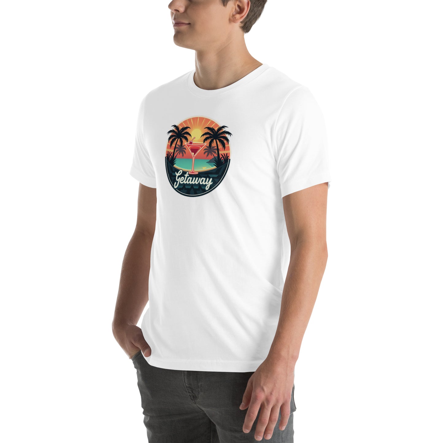 Sunset Sipping Retro Graphic T-Shirt