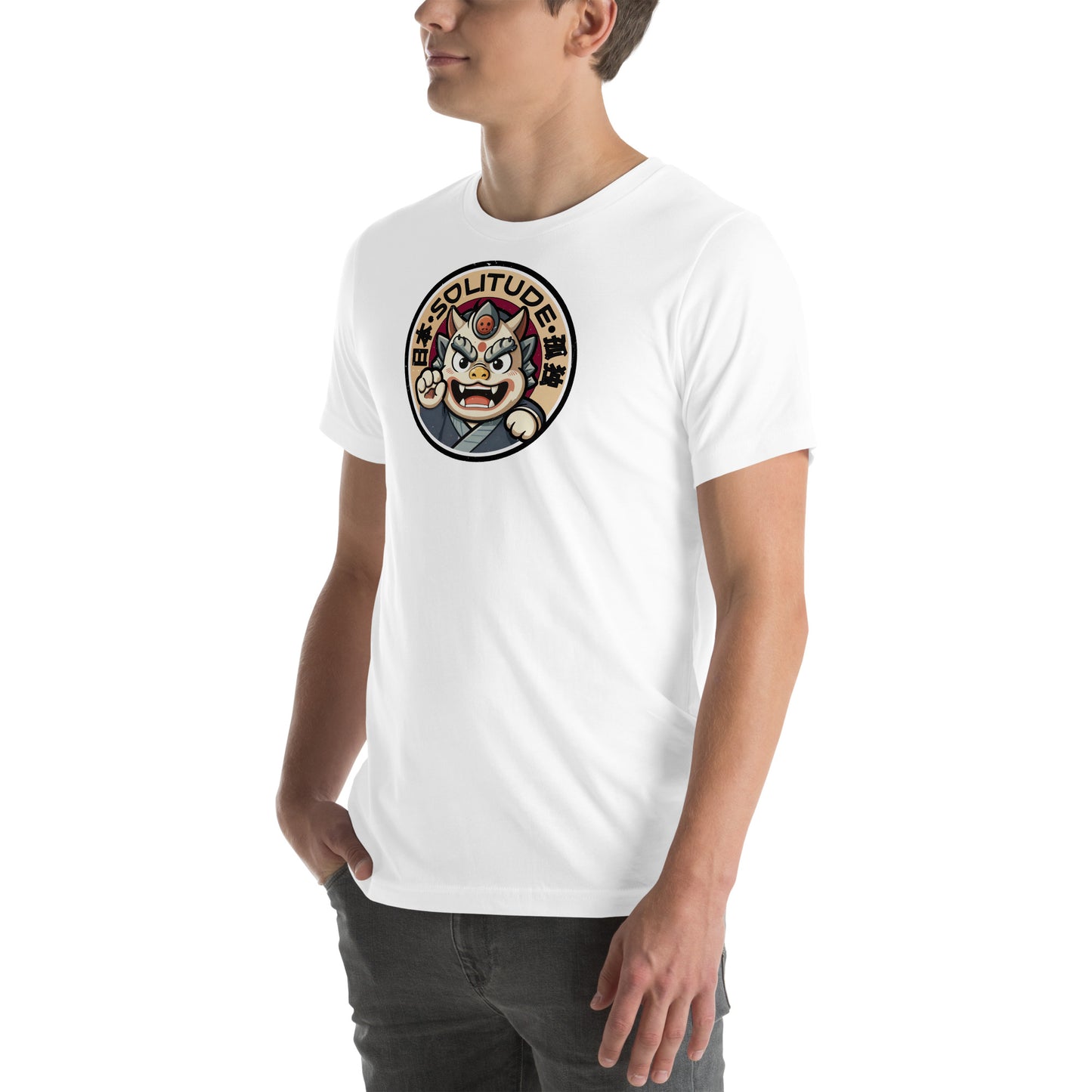 Solitude Retro Distressed Japanese Oni Graphic T-Shirt