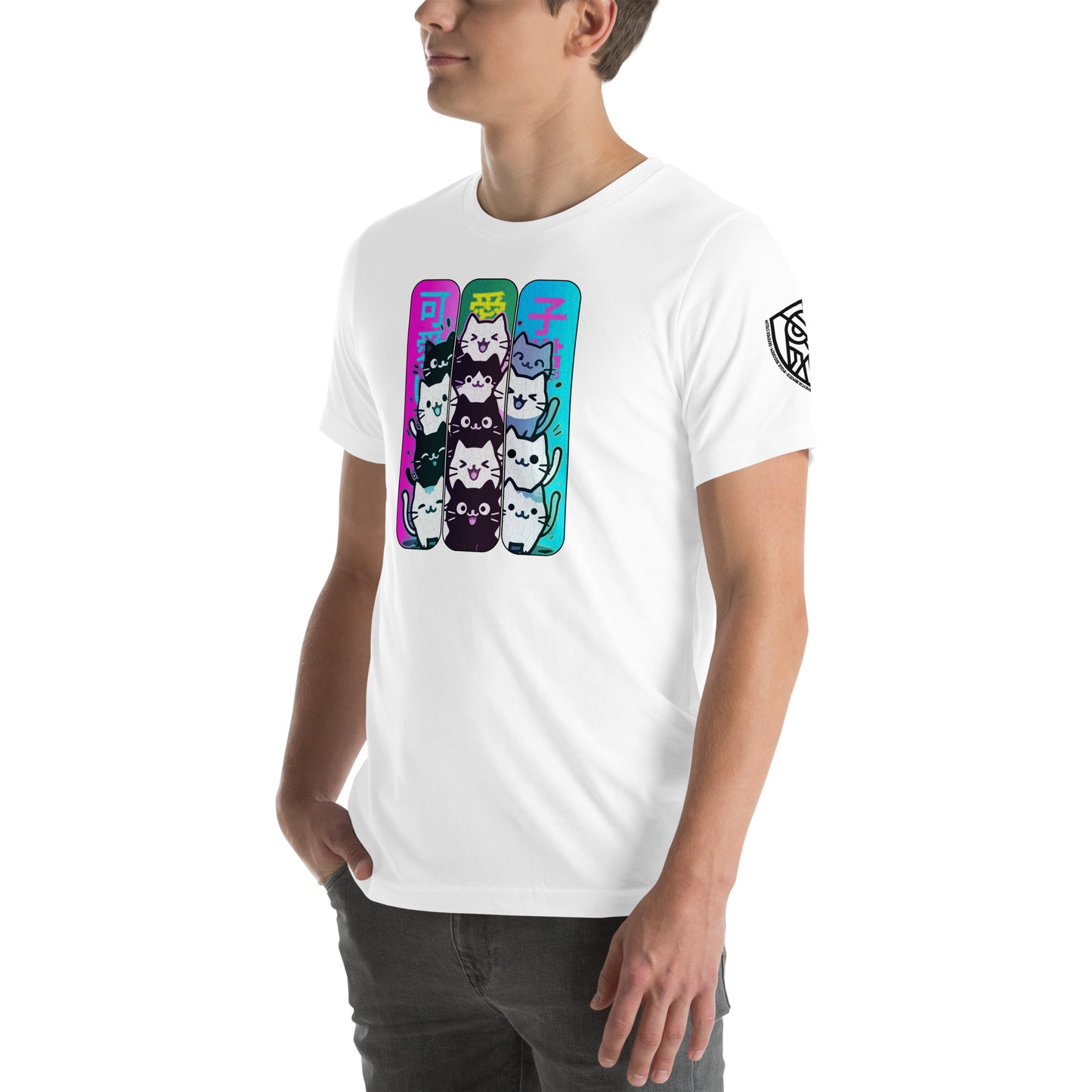 Kawaii Cat Stack Retro Japanese Graphic T-Shirt