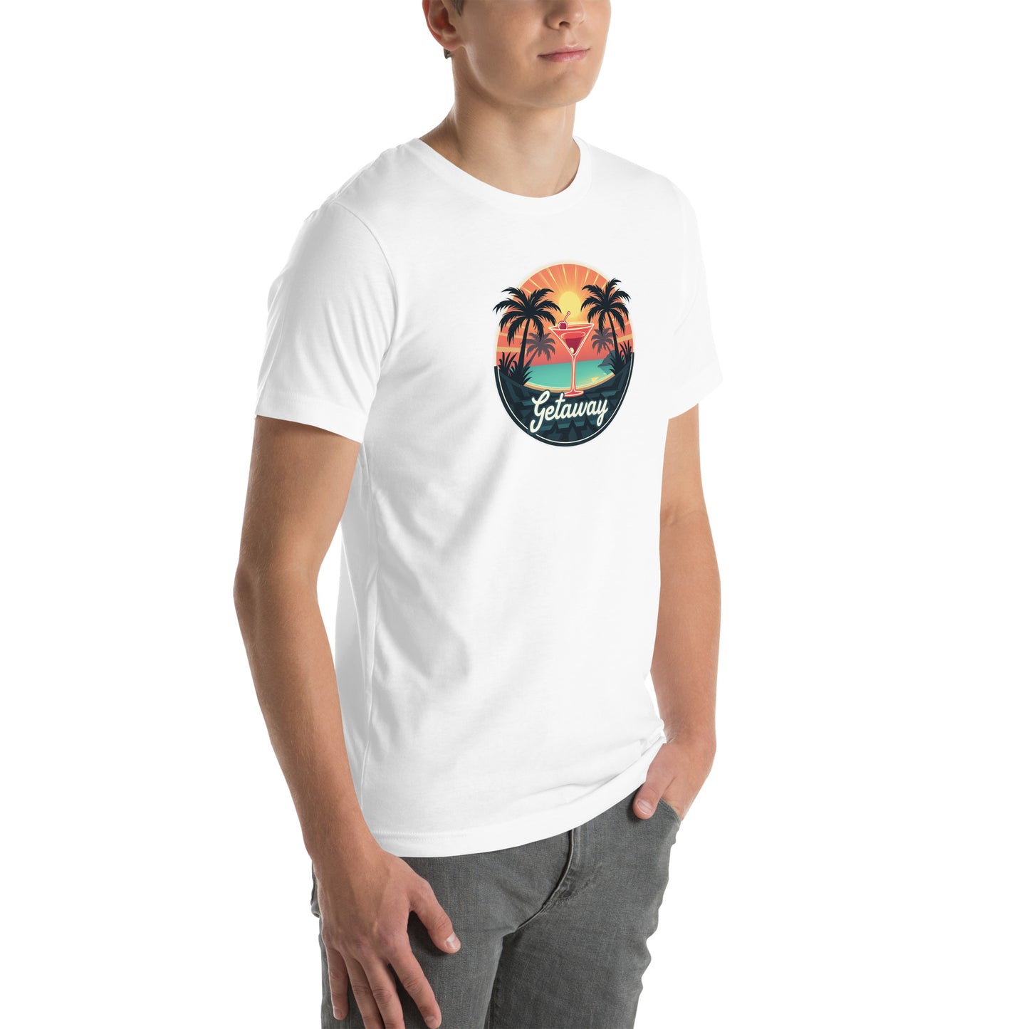 Sunset Sipping Retro Graphic T-Shirt