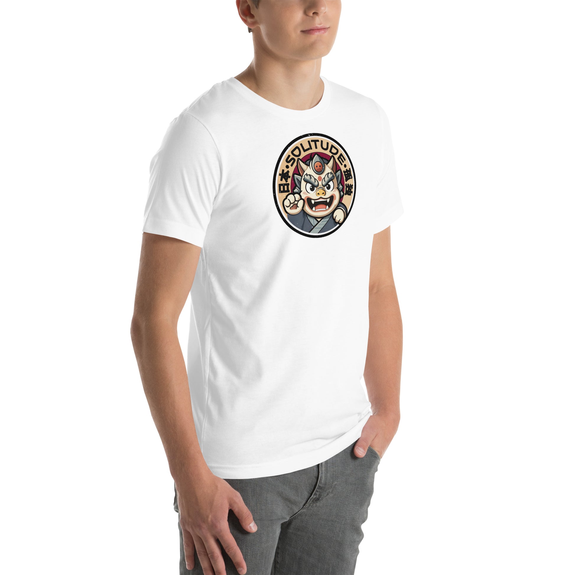 Solitude Retro Distressed Japanese Oni Graphic T-Shirt
